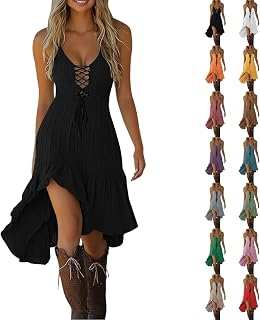 Womens Summer Dresses Vintage Cowgirl Midi Dress Casual Sleeveless Ruffled Sundresses Halloween Western Outfit 2025