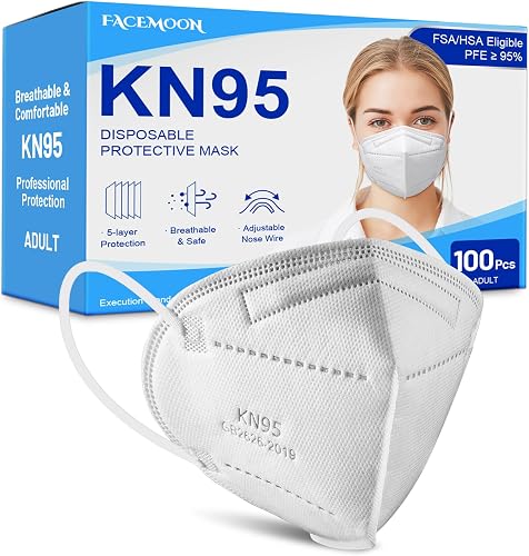 KN95 Face Mask Disposable Adults - 100 Pack Adjustable KN95 Mask 5 Layer Protection Breathable Comfortable Respirator Women Men KN95 Face Mask Individually Wrapped
