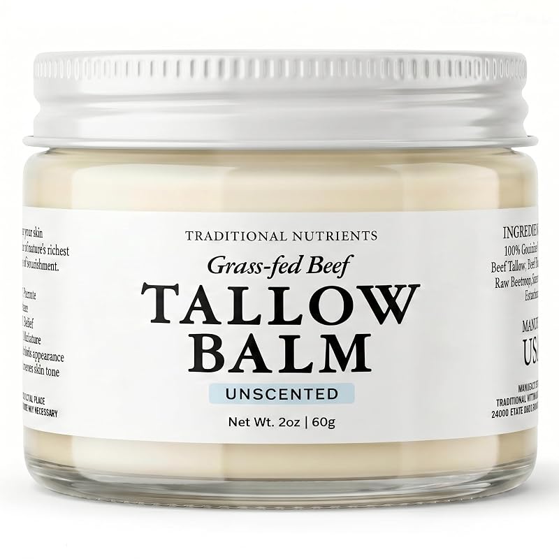 TRADITIONAL NUTRIENTS Bálsamo de Sebo Bovino Sem Fragrância com Mel Cru e Cera de Abelha Orgânica, 57 g
