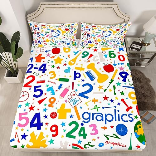 Miniatura 6 de Juego de ropa de cama de química con ecuaciones químicas para niños y niños, estudiantes de ciencias, sábana bajera ajustable, tubo de ensayo,