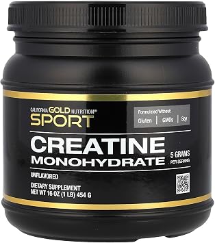 California Gold Nutrition, Creatine Powder, Micronized, Muscle and Strength Support, Creatine Monohydrate, No Gluten, No GMOs, No Soy, Unflavored, 16 oz 454 g
