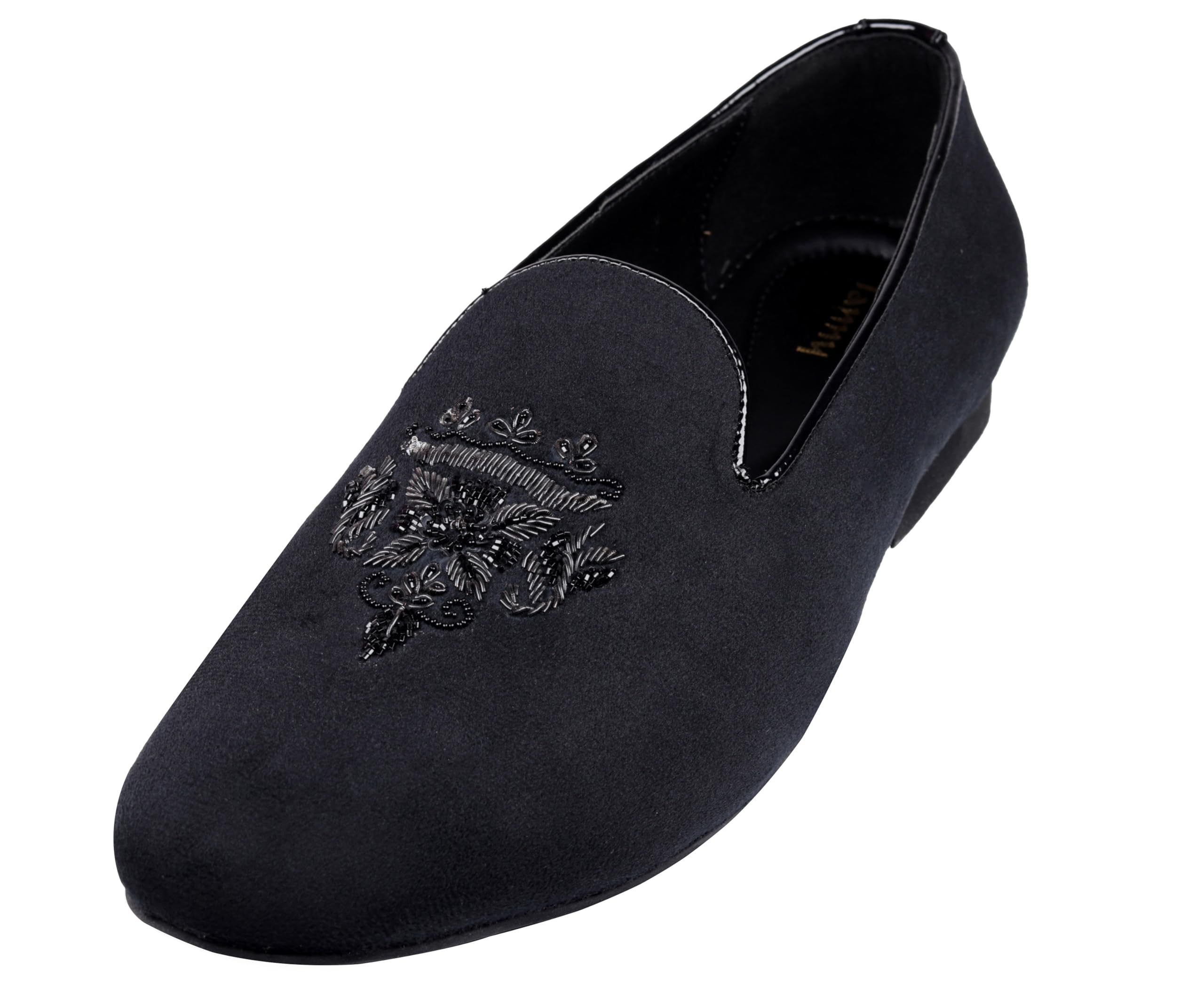 Men's Soft Touch Black Velvet/Zardozi Hand Embroidery Motif Slip-on Jutti for Bridal Party Casual Ethnic Shoe, Juti, Juti for men, Ethnic juti, Juttis and Mojaris, Cocktail, Wedding|Party|Occasions|Fashion|Outdoor|Indoor|Lightweight|Shoes with TPR Sole.-image-43