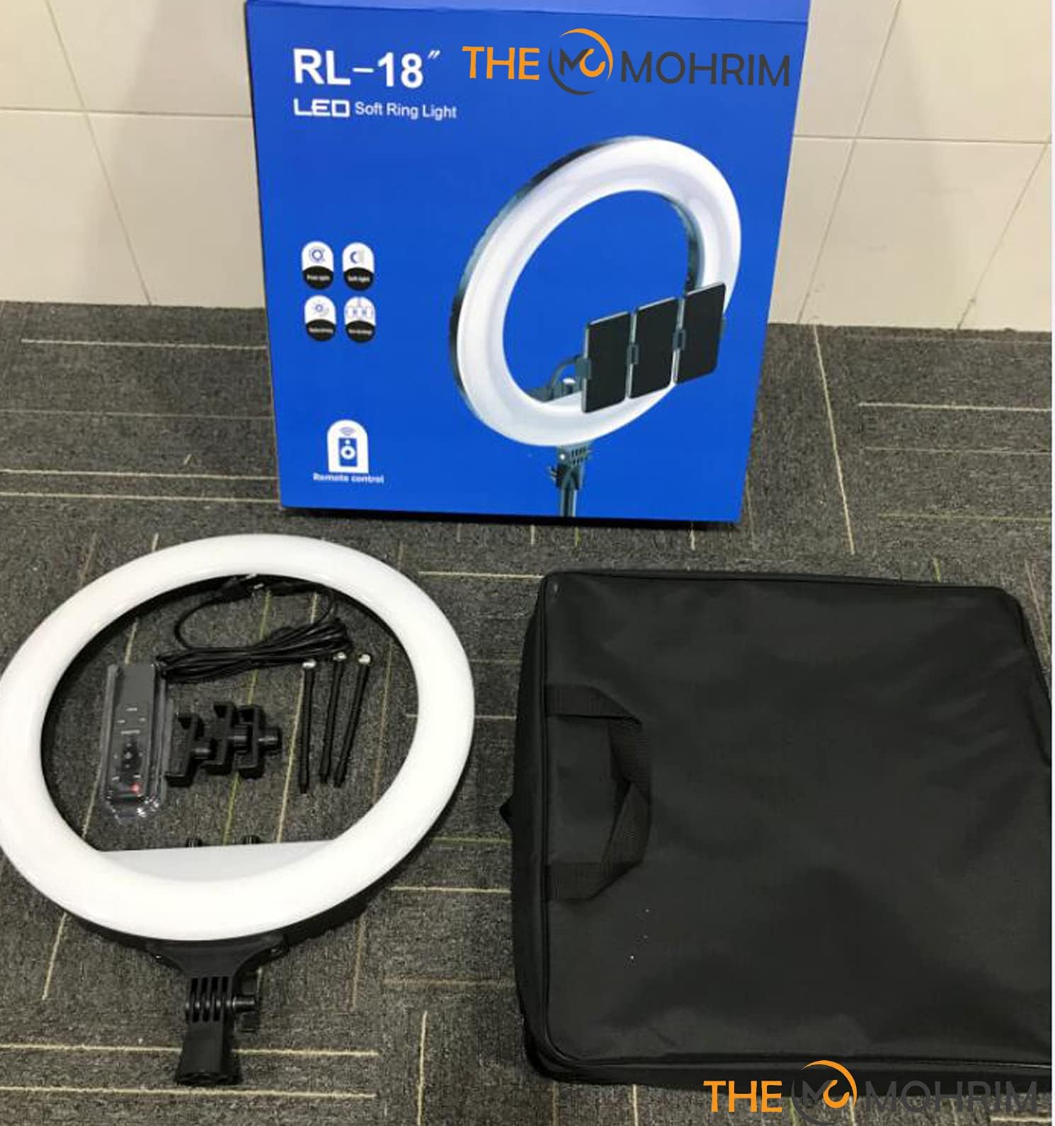 The Mohrim RL-18 18 inch LED Ring Light Warm and Cold Light Conversion 18 inches Live Makeup Light with Remote Control Photography