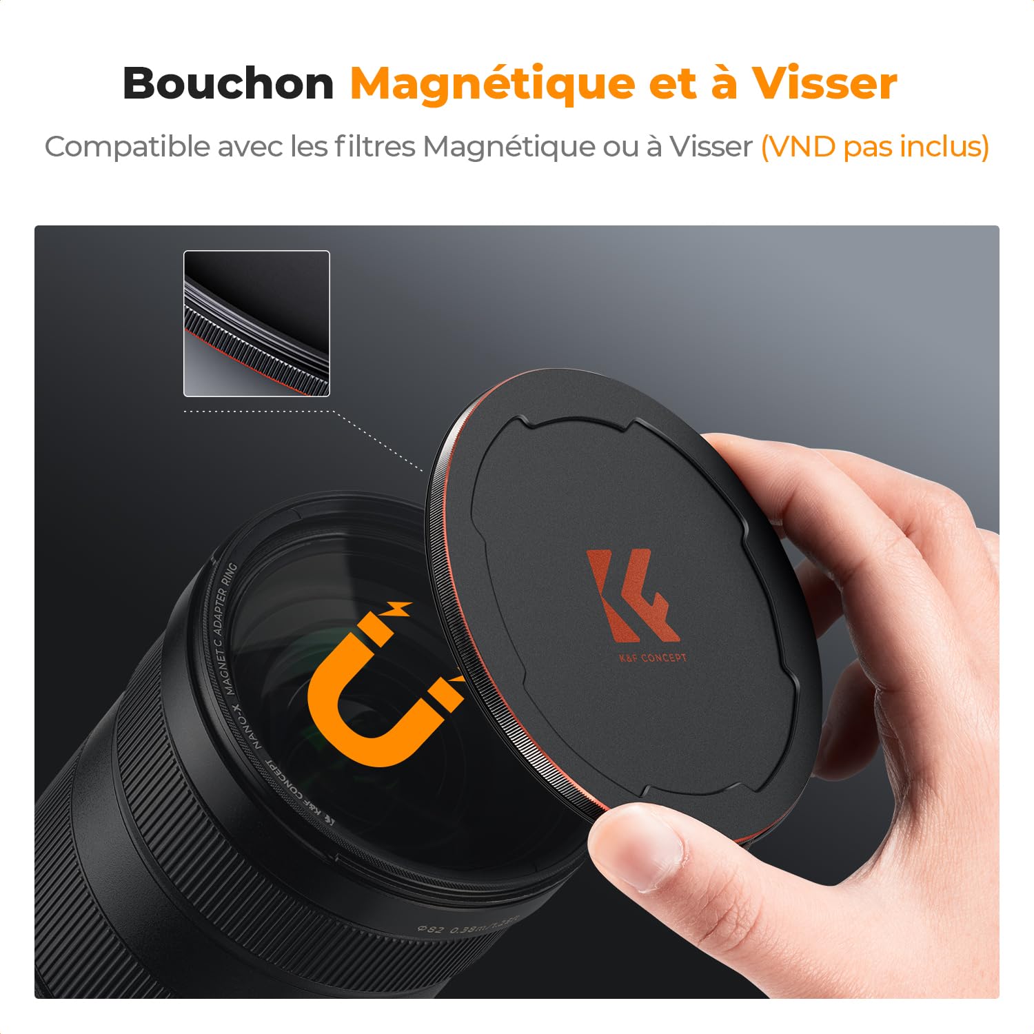 K&F CONCEPT Filtre 67mm Black Mist 1/4 Magnétique Black Diffusion Installer Rapide avec Bague Base et Bouchon Devant en métal pour Objectif Appareil Photo Numérique