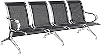 Vista 9 de Kinfant Sillas de sala de espera – Sillas de recepción de conexión de 4 asientos, sillas de sala de espera con brazos y marco de acero inoxidable