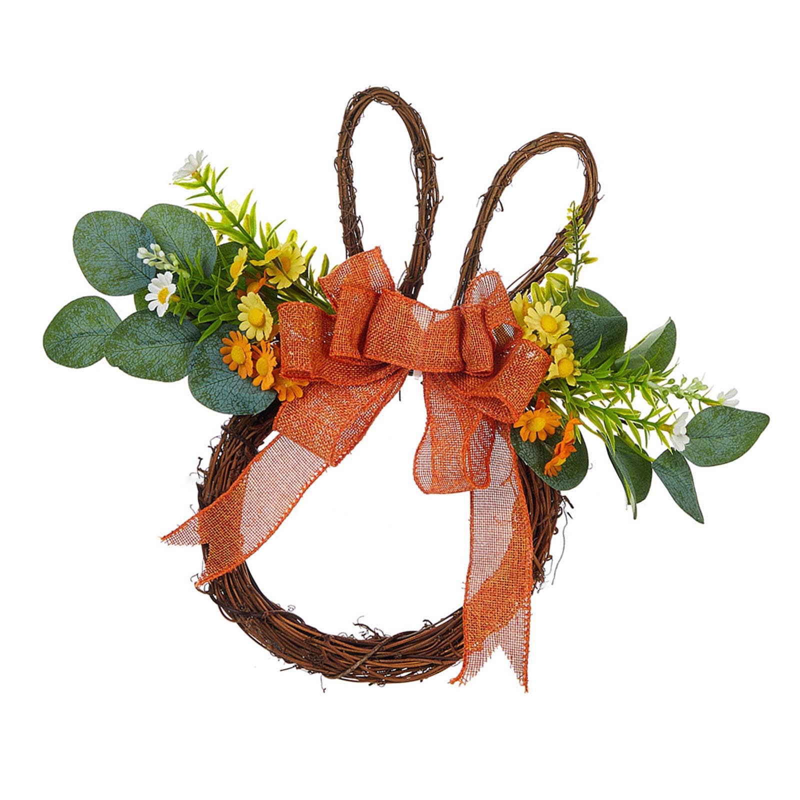 Jazuaiao Easters Wreath with Rabbits Decorative Easters Wreath Rabbits Designs Garlands Ornament for Door and Window Colorful Eggs Decors
