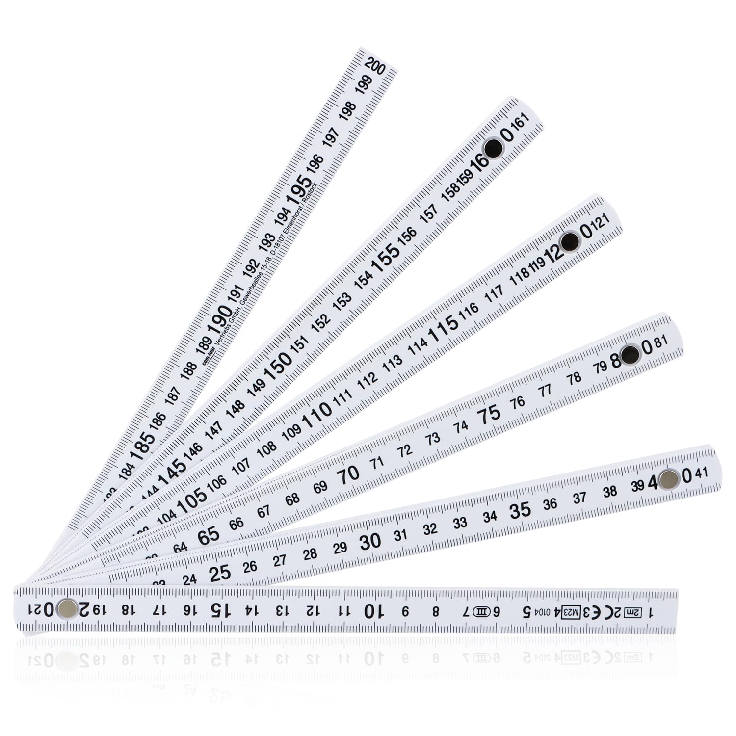 com-four® 10x mètre pliant en plastique, règle de 2 mètres avec graduation centimètre, outil de mesure pour atelier et chantier