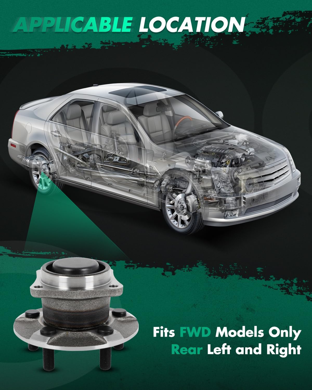 SCITOO 2 x Wheel Hub and Bearing Assembly Rear 2003-2008 for Pontiac Vibe 2003-2008 for Toyota Matrix,Corolla 2000-2005 Toyota Celica 512218 FWD w/No ABS - Image 2