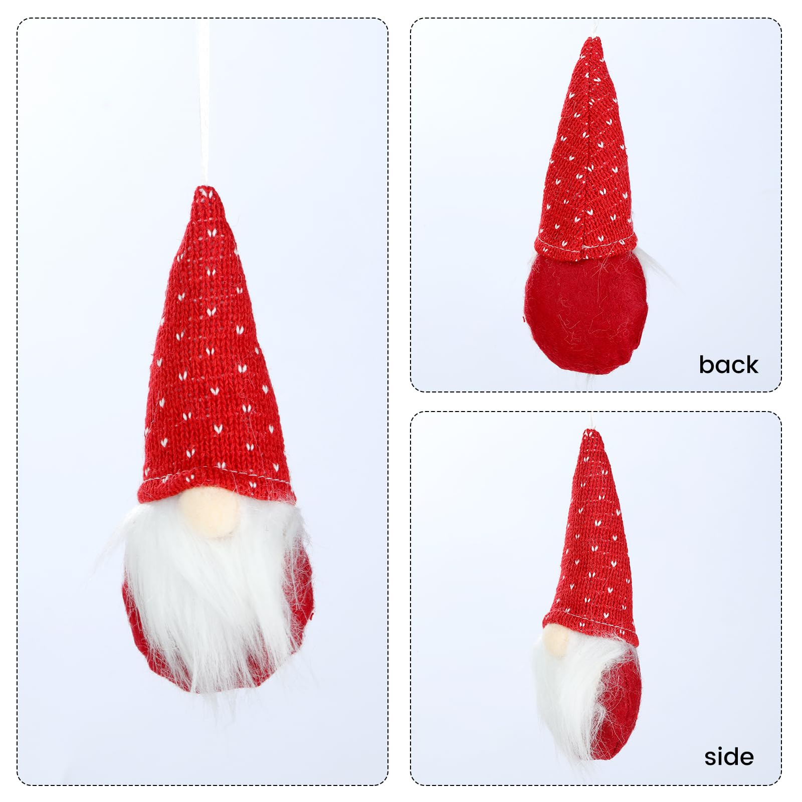 MSQ Lot de 3 décorations de Sapin de Noël à Suspendre - en Peluche | Fait à la main - Pour sapin de Noël, cheminée, maison - Rouge