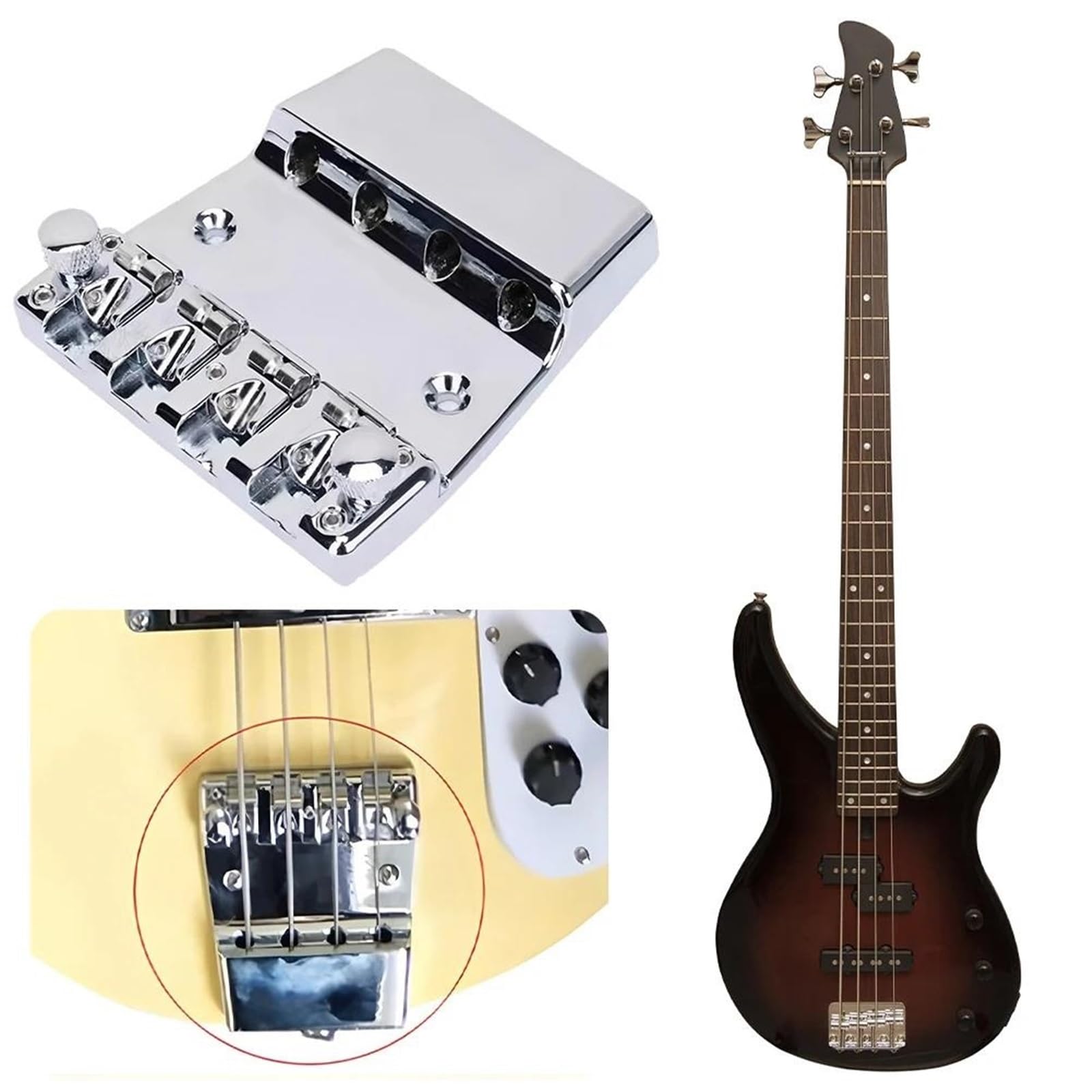 Narzędzia do gitar 4strunowy Siodełko Mostka Basowego Regulowany Zestaw Elektryczny Ze Śrubami Klucz Części Do Narzędzi Naprawy Gitary
