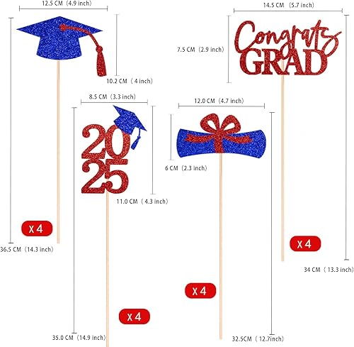 Miniatura 10 de Gexolenu 16 centros de mesa de graduación de doble cara dorado con purpurina para mesas decoración de mesa de graduación 2023 centro de mesa