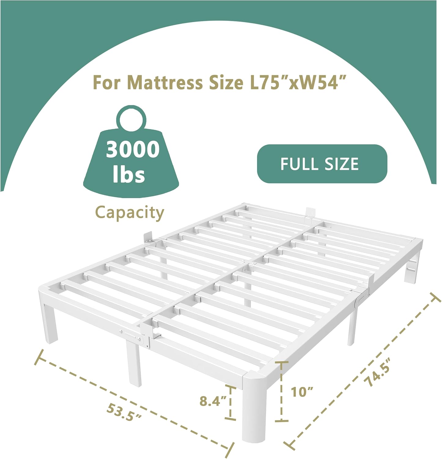 ITIMIDI 4 Inch Metal Full Size Platform Bed Frame with Metal Gaskets, Heavy Duty Steel Support 3000 LBS, No Box Spring Needed, Anti-Slip Mattress Stopper, Easy Assembly