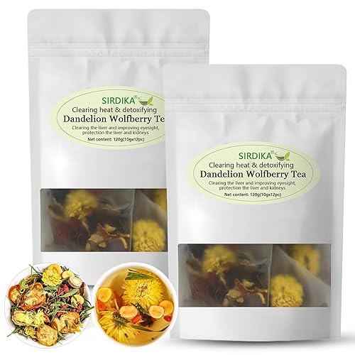 Té de hierbas Wolfberry de diente de león, té para la salud de los riñones y el hígado, mezcla natural de siete ingredientes herbarios, bolsas de té