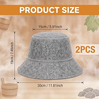 2Pcs Wool Sauna Hat for Men Women, Felt Sauna Hats Accessories, Steam Cap