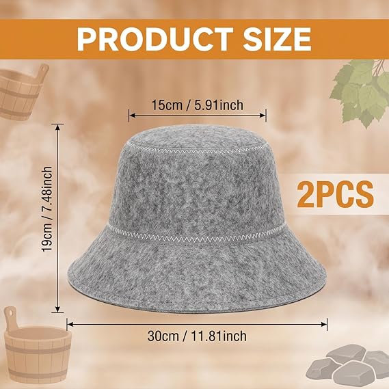 2Pcs Wool Sauna Hat for Men Women, Felt Sauna Hats Accessories, Steam Cap