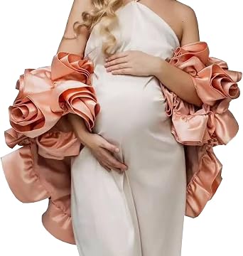 3D Flower Ruffled Shawl Cape Puffy Satin Top for Women