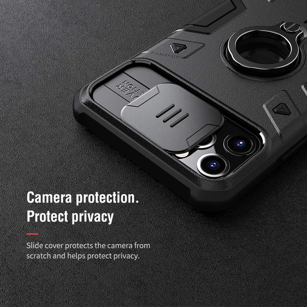 Nillkin iPhone 11 Pro Max Case, CamShield Armor Case with Slide Camera Cover, PC & TPU Impact-Resistant Bumpers Protective Case with Ring Kickstand for iPhone 11 Pro Max 6.5 inch (2019) - Black