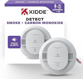 Kidde Hardwired Smoke & CO Detector, AA Battery Backup, Voice Alerts, Interconnectable, LED Indicators - Model 30CUAR-V