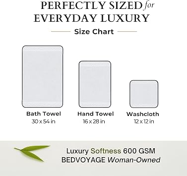 BedVoyage Luxury Bath Towels Set of 6 - Ultra Soft Plush Bathroom Towel Set - Highly Absorbent Viscose from Bamboo Bath Towels, Spa Towel 6pc Set for Body - Cloud