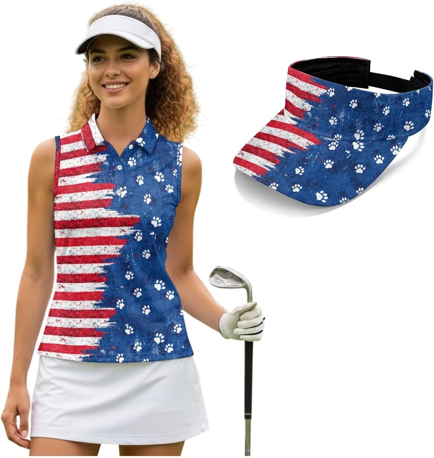 Biyejit Sleeveless Golf Polo Shirts for Women Collared V Neck Tennis Tank Top with Sports Sunvisor Quick Dry Lightweight