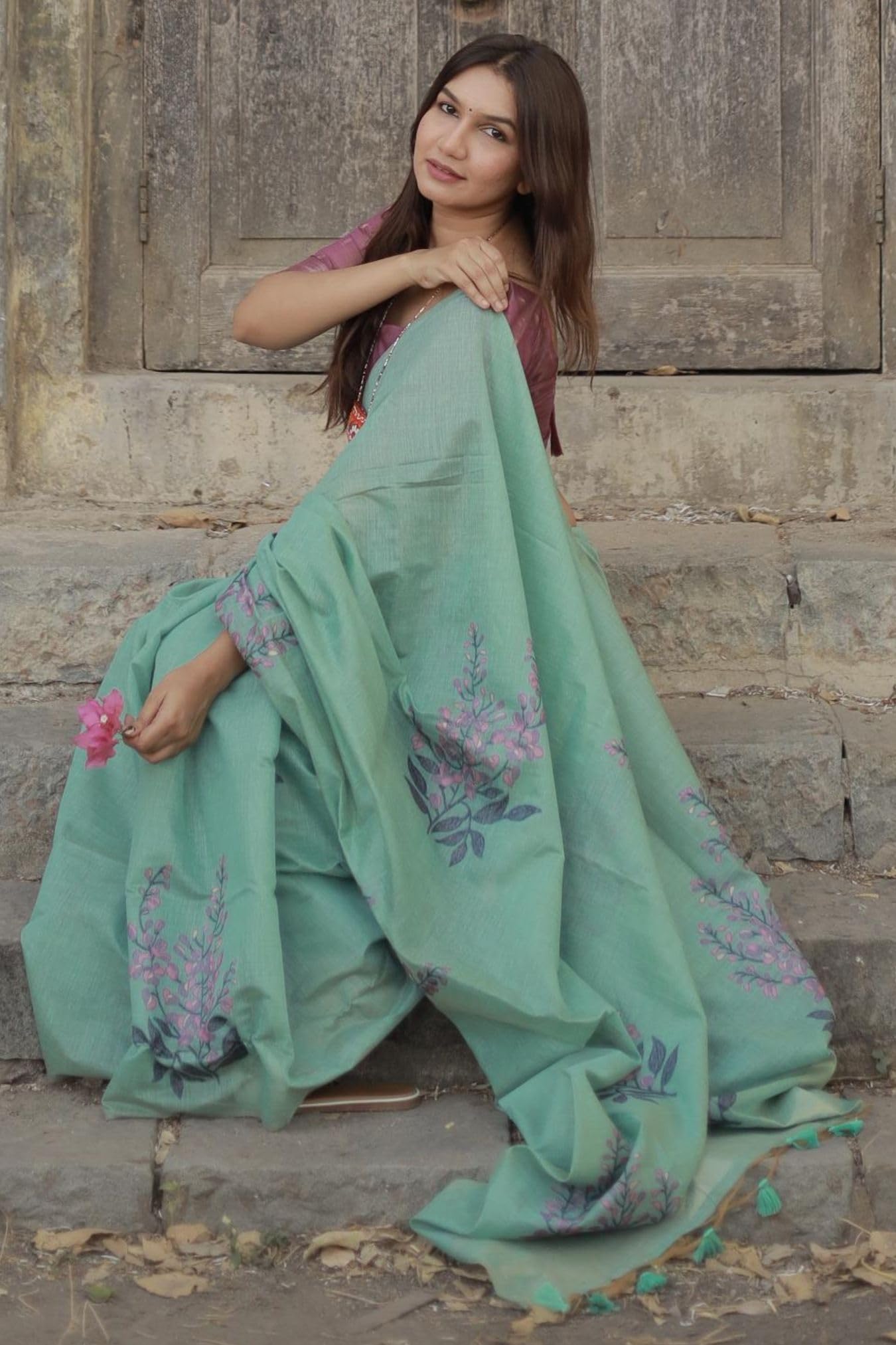 SGF11 Women's Kanjivaram Soft Cotton Linen Silk Saree With Blouse Piece product image 3