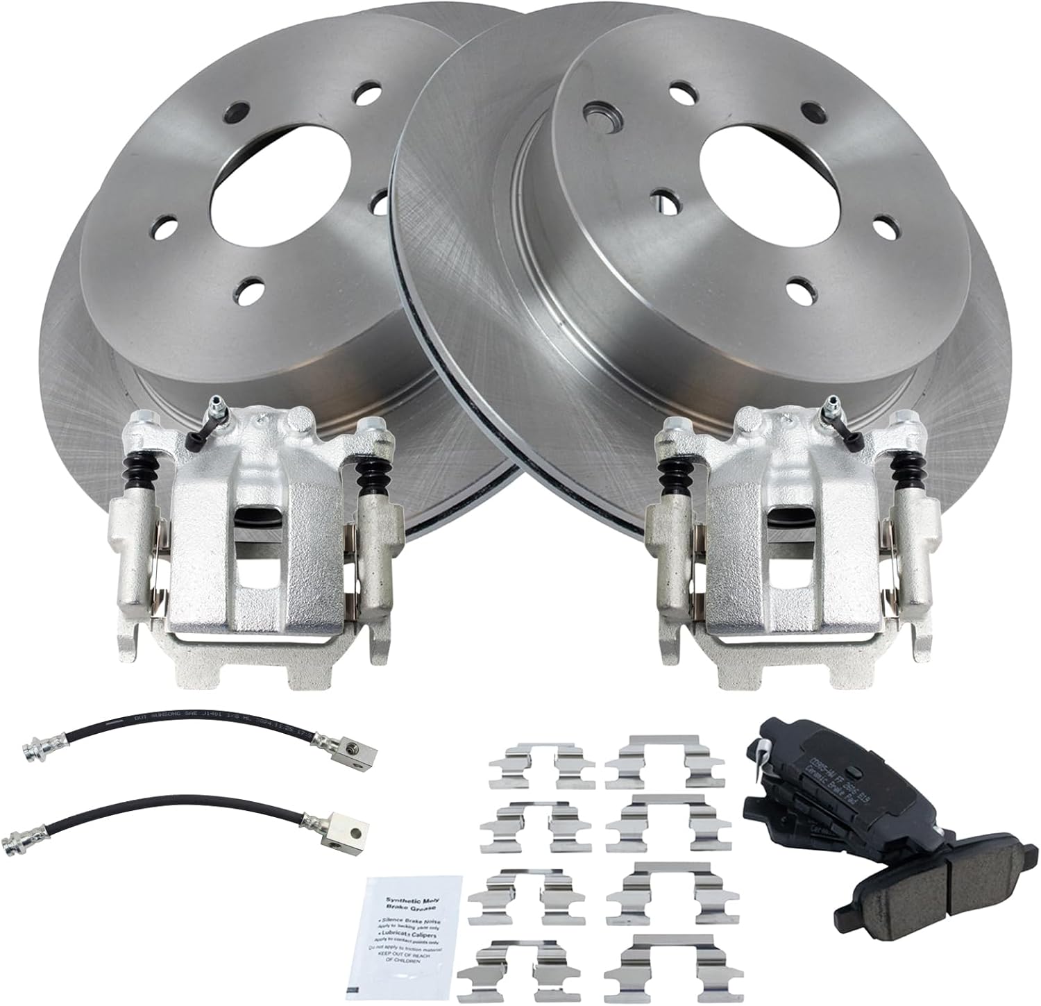 TRQ Rear Brake Pad & Rotor Kit Ceramic Compatible with 2018 INFINITI Q70