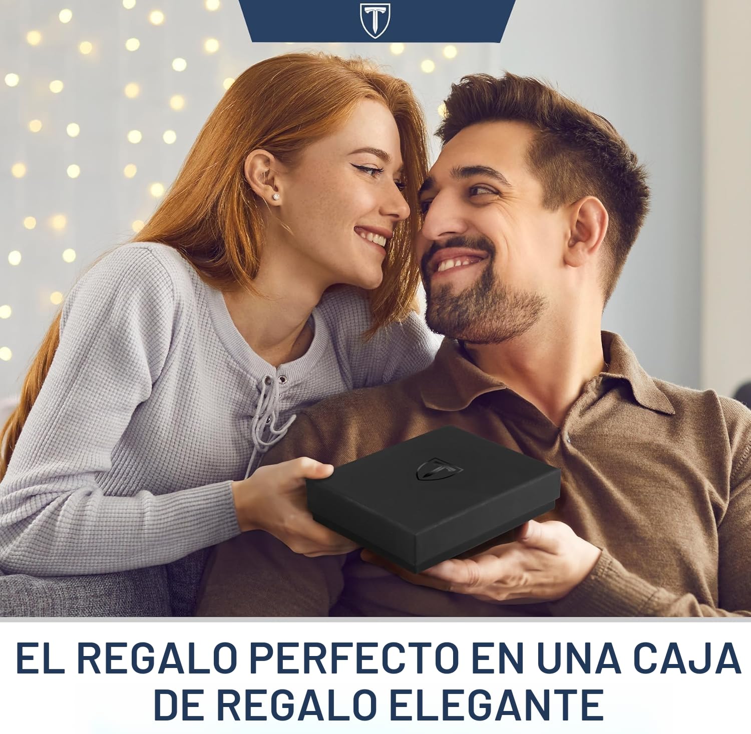 TEEHON Cartera Hombre Cuero Tarjetero Bloqueo RFID Pequeño Crédito Billetes Monedas Caja Regalo