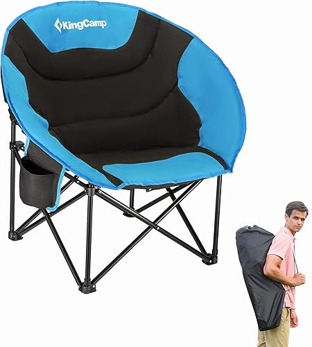 Kingcamp Silla plegable portátil Luna de ocio estable cómoda para la pesca Patio fiestas Camping Playa Picnic, Azul