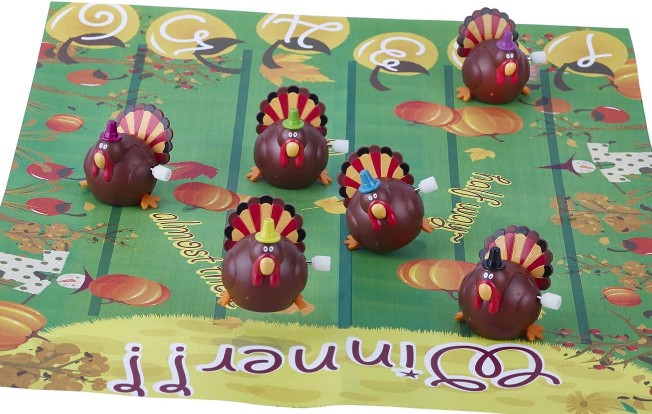 Robin Reed 6 x 13 inch Handmade English Thanksgiving Table Decorations - Racing Turkey Game Inside