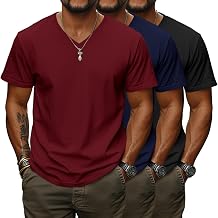 Ficerd 3 Pack Big and Tall V Neck T Shirts for Men 95% Cotton Short Sleeve Loose Fit Casual Basic Tees Summer Soft Tops