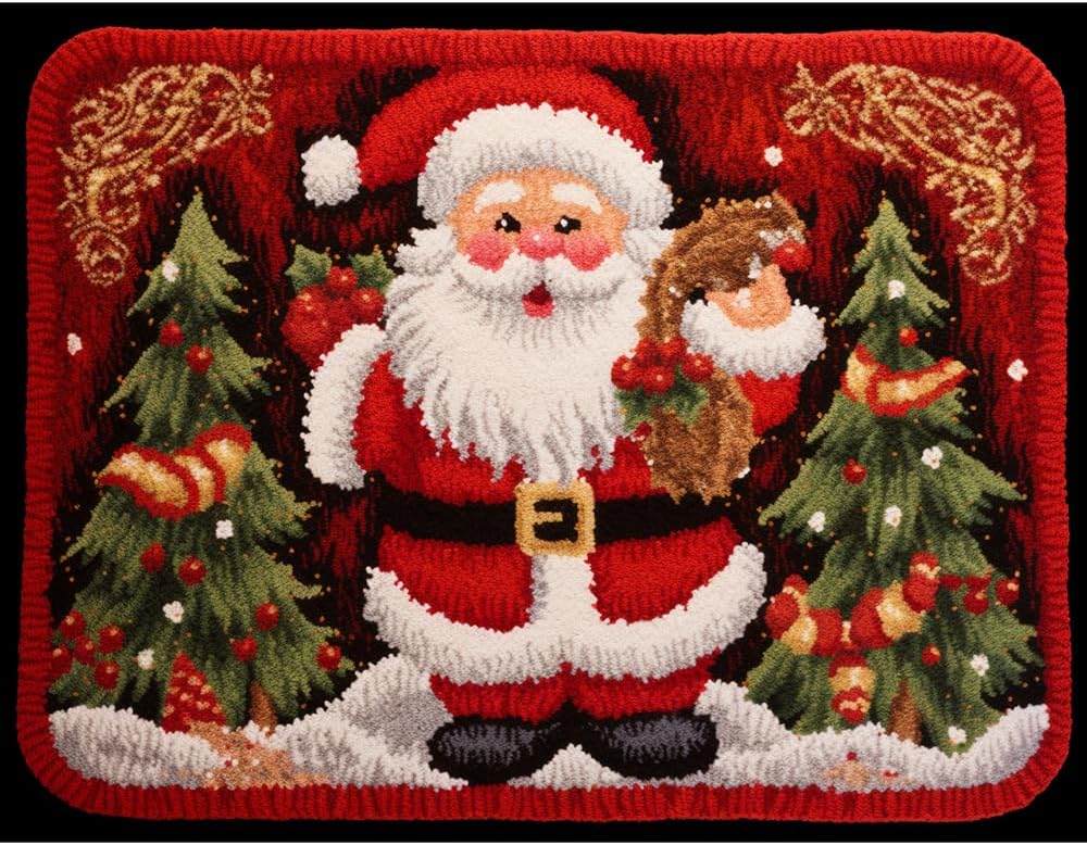 Amazon.com: Merry Christmas Santa Latch Hook Rectangle Rug Kits for ...