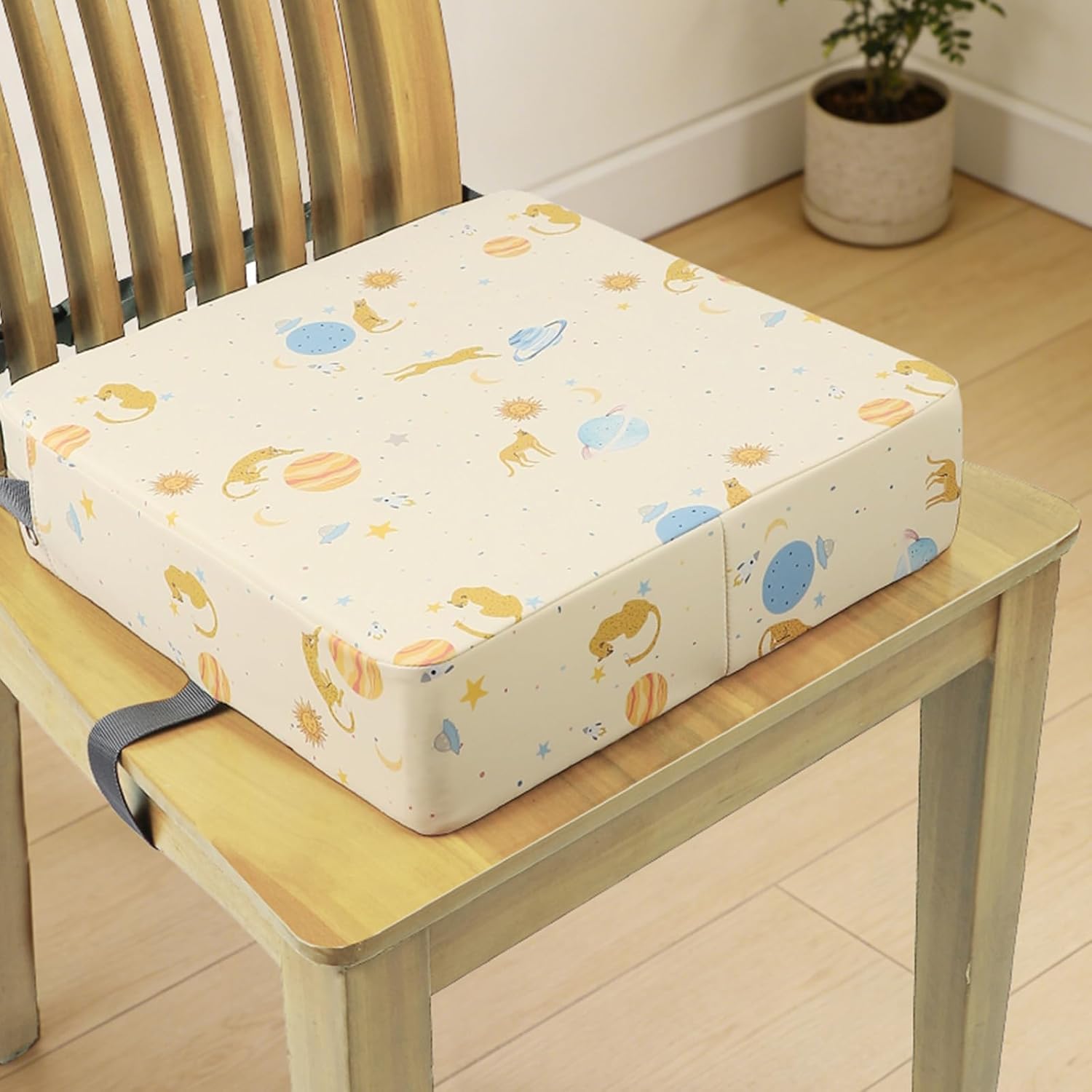 Boosters Seat for Dining Table Printed Pattern Boosters with Buckles Anti-Slip Bottom Heightening Cushion Portable Increaser