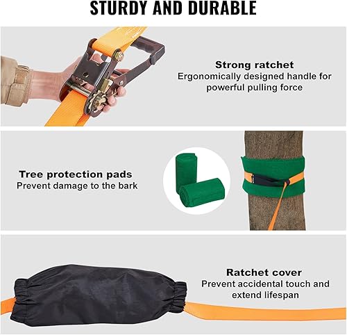 Miniatura 5 de VEVOR Slackline Kit con línea de entrenamiento, equipo de línea floja para patio trasero de 60 pies, cuerda ajustada de fácil instalación para niños
