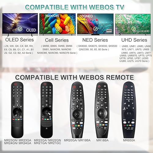 Miniatura 3 de Mando a distancia mágico para reemplazo de control remoto de Smart TV, compatible con LG 2018-2024 OLED QNED UHD 4K 8K Smart TV, con función de voz