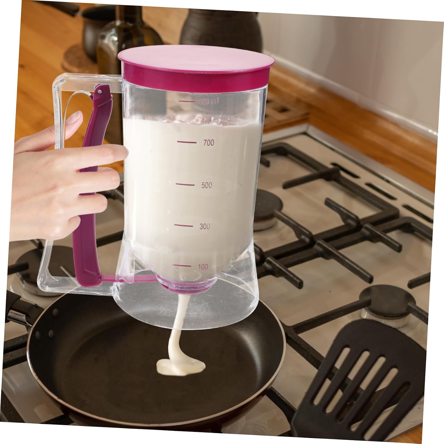 Pancake Batter Dispenser Precision Baking Tool for Muffins Waffles Crepes Cupcakes with Measuring Label Design for Easy Pouring Clean Use