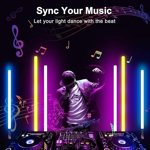 Miniatura 3 de LUXCEO Paquete de 2 barras de luz de tubo RGB (2.8 pies) con soporte, varilla de luz LED de video alimentada por batería para DJ y fotografía