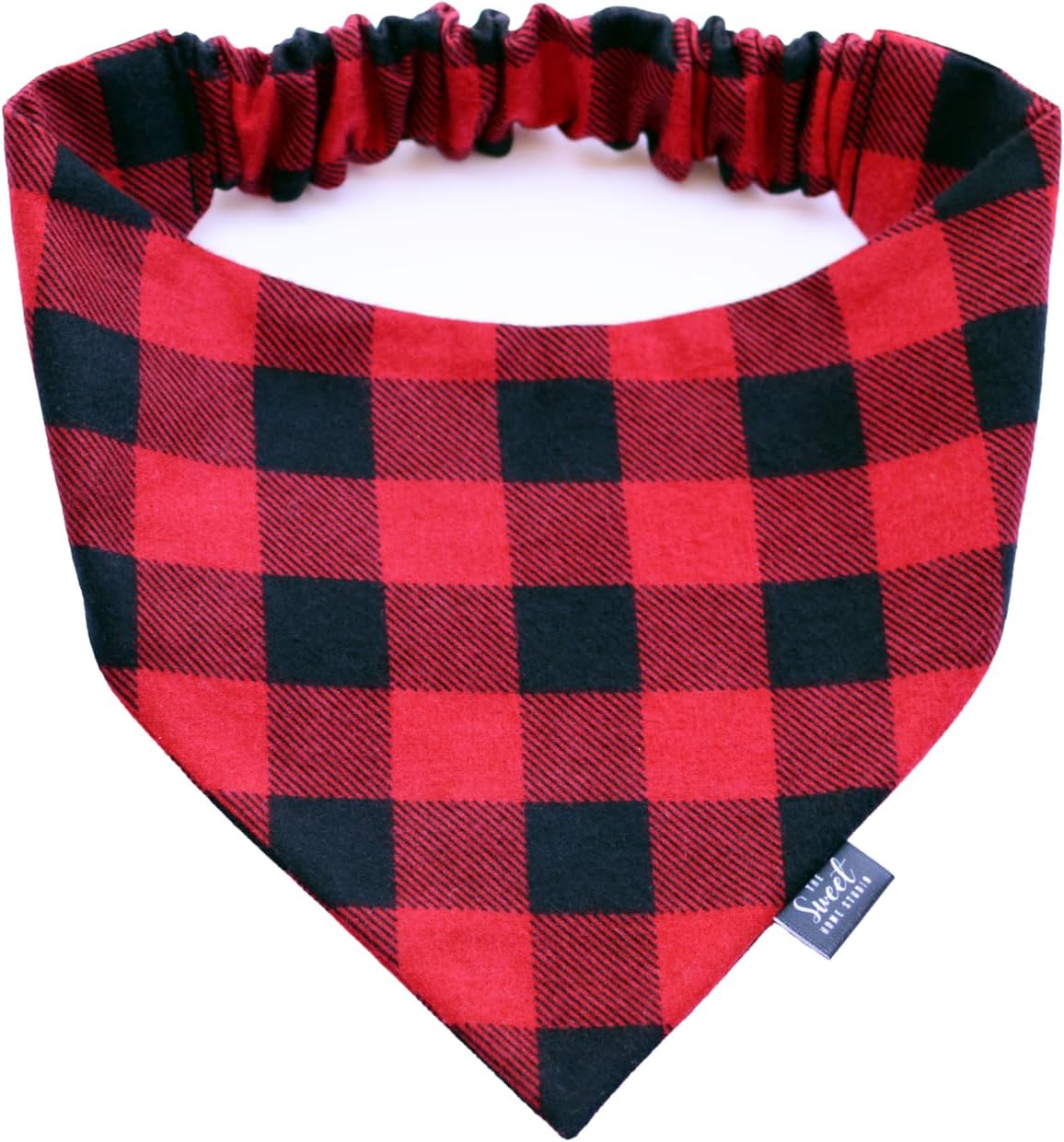 Red and Black Buffalo Check Plaid Flannel Scrunchie Dog Bandana Perfect for Halloween, Thanksgiving, Christmas, Elastic pet Bandana for Fall and Winter (XX-Large, Ombre Plaid)