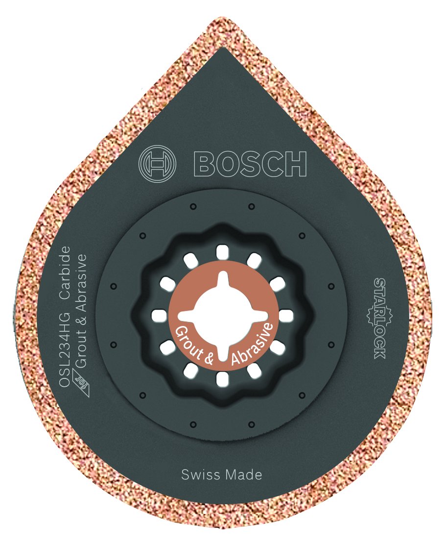 BOSCH OSL312T 3-12 In. Starlock Oscillating Multi Tool Grout &amp; Abrasive Titanium-Coated Bi-Metal Segmented Saw Blade for Applications in Wood,