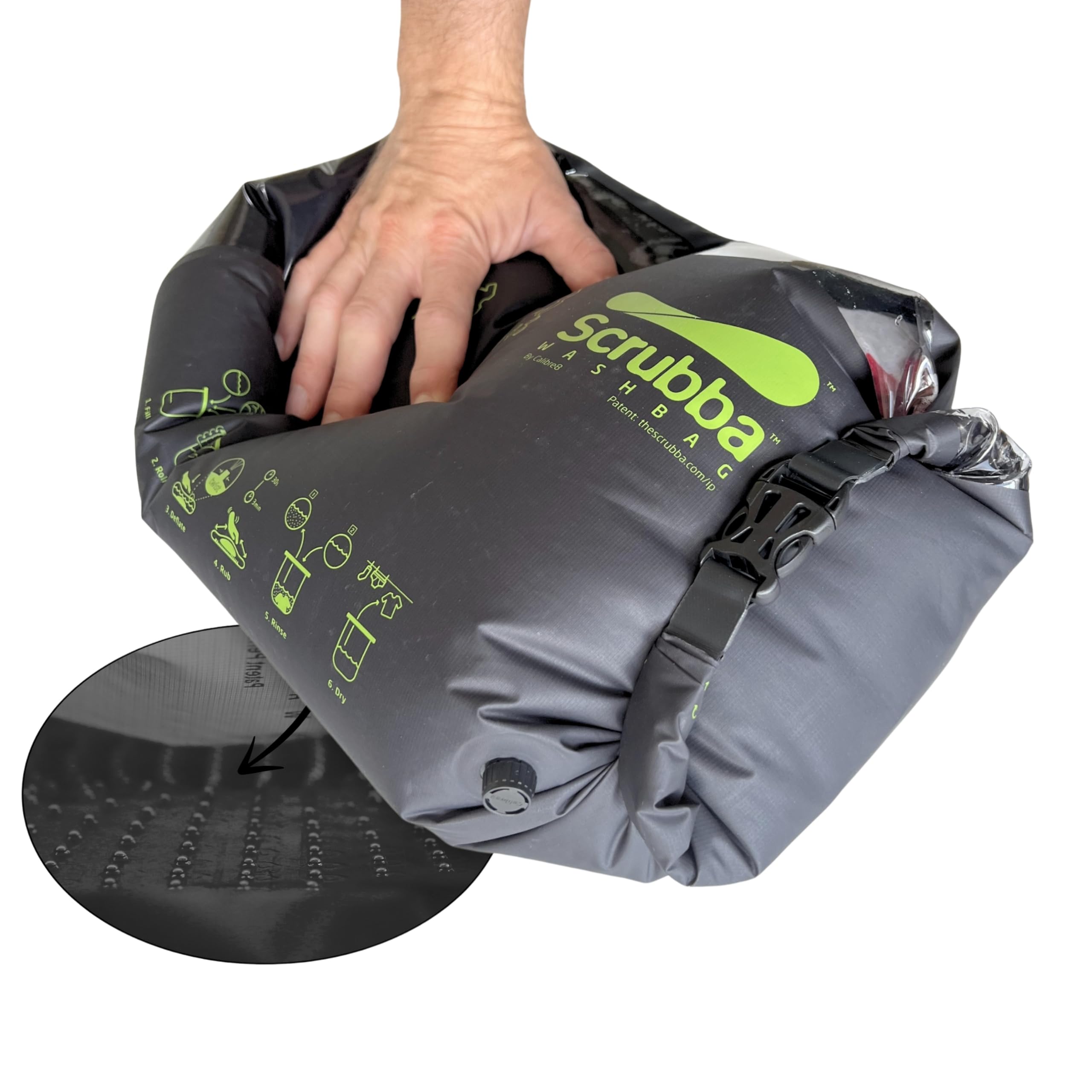 Scrubba Wash Bag 2.0 Sacchetto Lavatrice Portatile Borsa Sacco per Lavare Lavasciuga con Esclusivo Sistema Asse per Bucato Indispensabile Accessorio Camper Campeggio Escursione Viaggio Ovunque