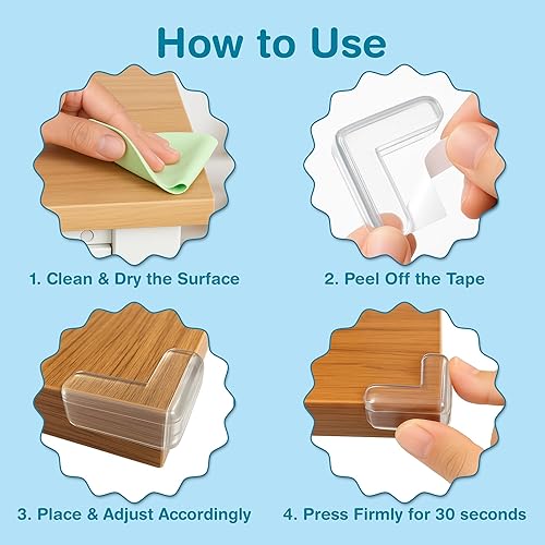 Miniatura 4 de Protector de esquina para bebé, paquete de 15 protectores de bordes transparentes y transparentes para bebés, protectores de esquina de muebles de