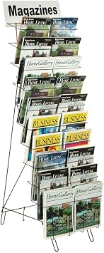 Displays2go Floor standing Wire Literature Rack with 20 Tiered Pockets