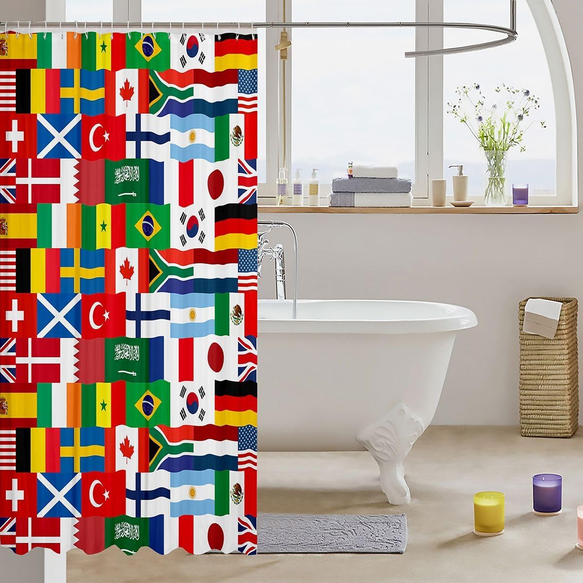 jejeloiu National Country Flag Shower Curtain for Bathroom Decor 2026 Soccer Bath Curtain for Stalls Bathtubs Bathroom Accessories Waterproof Polyester Fabric with 12 Hooks 72"x72" image 3