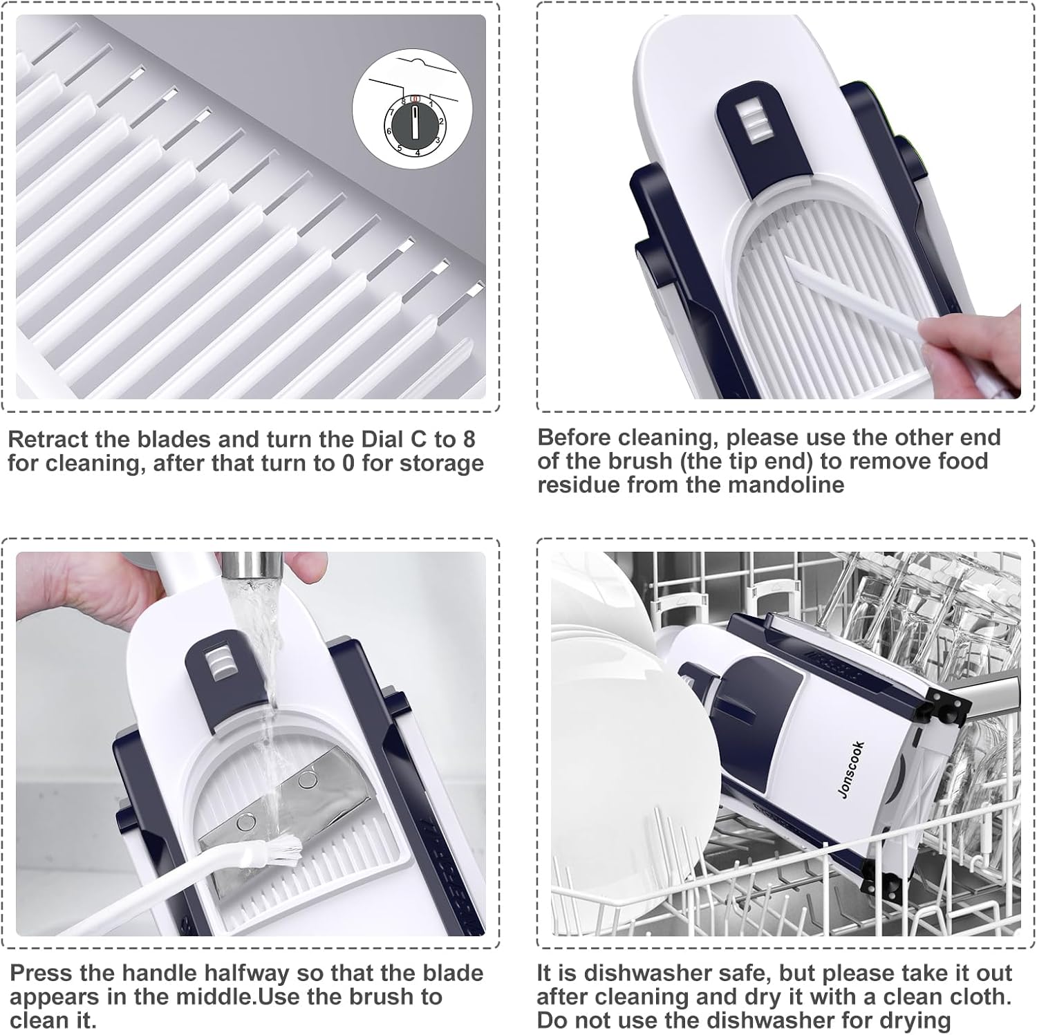 Safe Mandoline Slicer for Kitchen, Adjustable Thickness 0.1-8 mm, Professional Vegetable Slicer, Potato Slicer, Food Chopper French Fry Cutte, Mandolin, Chopping Artifact (just Slice, Deep Blue)