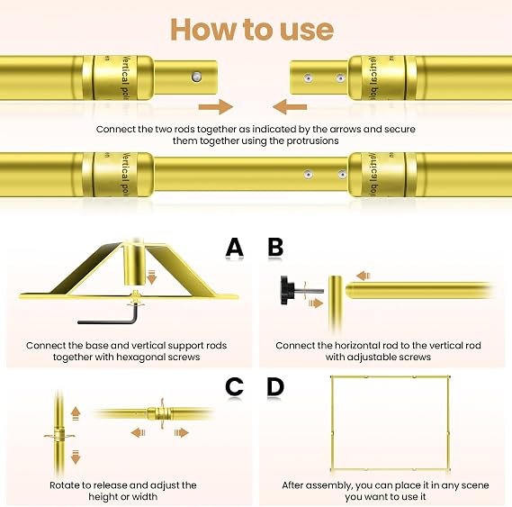 Jiang&Rong 10 x 10ft Heavy Duty Backdrop Stand Kit (Golden)
