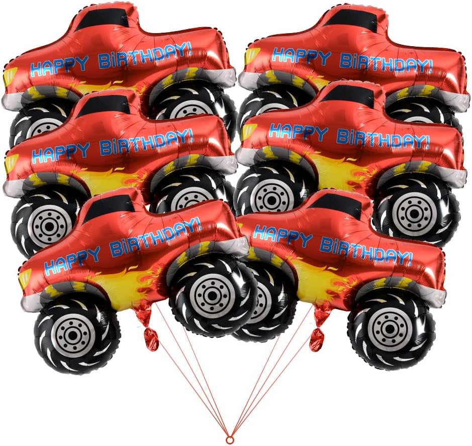 Monster Truck Balloons Birthday Racing Party Supplies, 6pcs