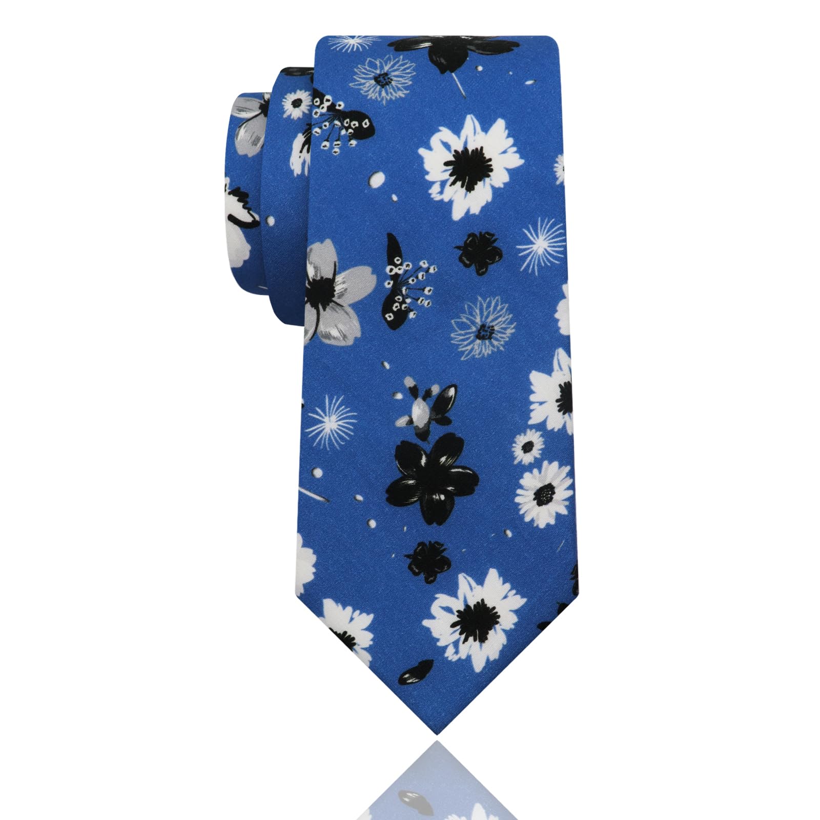 Luckyvestir Mens Ties, Sage/Dusty Blue/Pink Floral Ties for Men, 2.76" Cotton Flower Necktie for Wedding/Groomsmen/Party