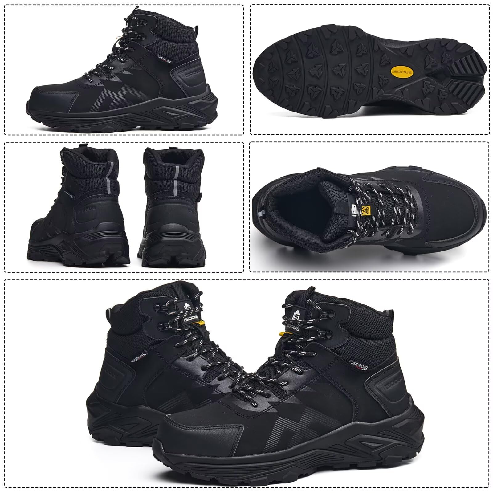Botas de Seguridad para Hombre S3 Impermeable Zapatos de Seguridad Mujer Altos ESD Ligeros Botas de Trabajo Antiestático