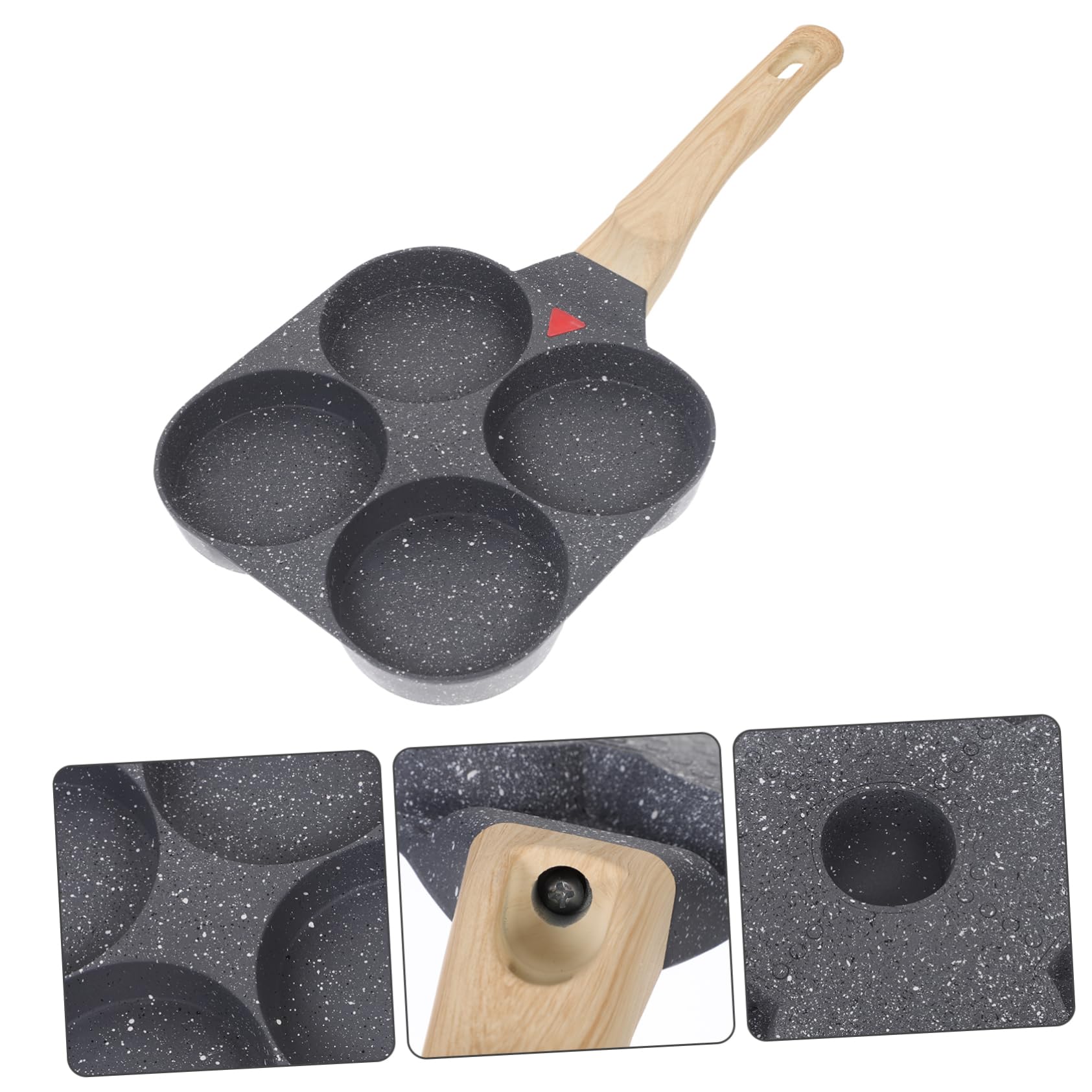 Cabilock 4fori Padella Per Uova Antiaderente Manic Legno Resistente Al Calore Per Cucinare Pancake e Frittate Casa Cucina