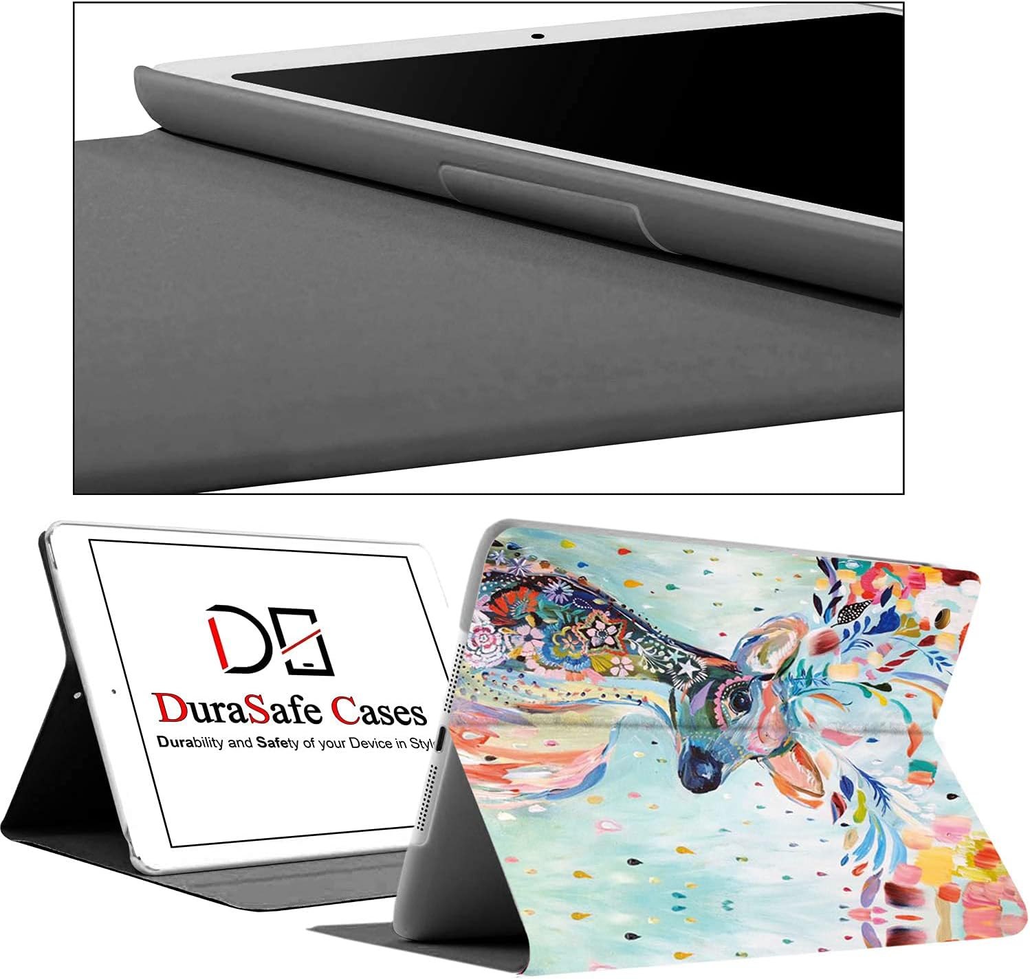 DuraSafe iPad 10.9 inch 2022 10th Generation Printed Folio Cover A2696 MPQ13LL/A MPQ33LL/A MPQ03LL/A MPQ23LL/A A2757 MPQ93LL/A MPQC3LL/A A2777 MPQ83LL/A MPQA3LL/A MQ6K3LL/A MQ6L3LL/A - Deer Print