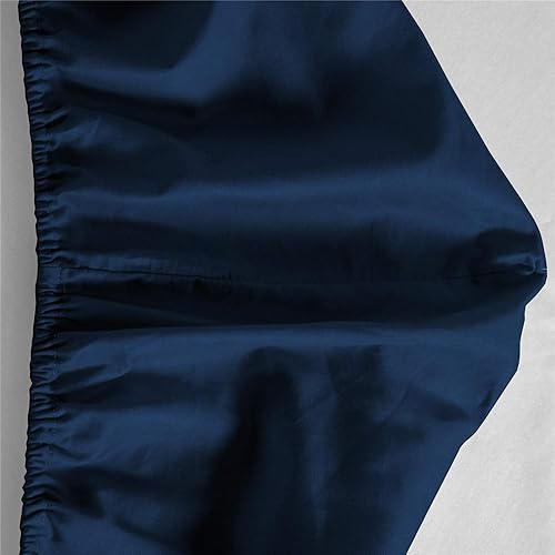 Miniatura 5 de 4U'LIFE Paquete de 2 sábanas bajeras de microfibra de doble cepillado de la serie Prime 1800, ultra suaves y cómodas, color azul marino